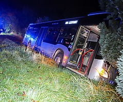 Zum Glück war der Linienbus auf einer Leerfahrt in Elmshorn Richtung Horst unterwegs, so dass keine Fahrgäste zu Schaden kamen. Der Fahrer verletzte sich aber beim Unfall. (Foto: Sprenger)