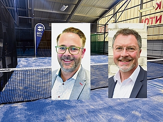 Elf Tage vor der Stichwahl stehen sich die Kandidaten für die Oberbürgermeisterwahl Arne Klaus (links) und Erik Sachse am Mittwoch, 8. Oktober, auf dem Padel-Court gegenüber. (Fotos: EMTV/Frank)