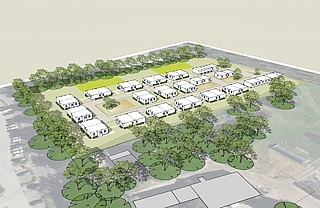 Das Containerdorf soll gegenüber den Regio Kliniken Elmshorn entstehen. (Quelle: Stadt Elmshorn)