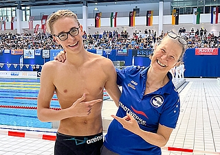 Der neue Jahrgangsmeister und seine Trainerin: Johannes Liebmann und Carmen Braun. (Foto: EMTV)
