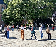 Schüler und andere Bürger tanzten vor der Drostei in Pinneberg. (Foto: Kreis Pinneberg)