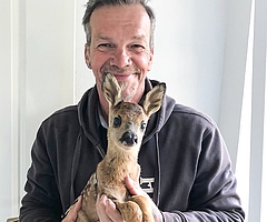 Ein verwaistes Rehkitz ist der Neuzugang im Wildtierzentrum in Sparrieshoop. (Foto:Erdmann)