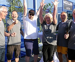 Begeistert für den Sport: Thomas Kenntemich (von links), Thorsten Schröder, Rolf Apfeld (Bürgermeister), Ute Schmidt, Klaus Schade und Jörg Behrens. (Foto: Kenntemich)