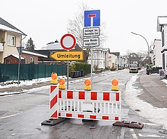 Der Steindamm ist seit 11. Januar 2024 zwischen der Mühlenstraße und dem Kreisverkehr Langelohe gesperrt. (Foto: Frank)