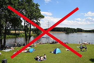 Ein Ausflug ins Naturbad Oberglinde ist seit Montag, 26. Juni 2023, nicht möglich. (Foto/Montage: Frank)