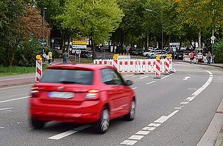 Der Verkehr kann in Richtung Buttermarkt fließen, aber nicht in der Gegenrichtung. (Foto: Frank)
